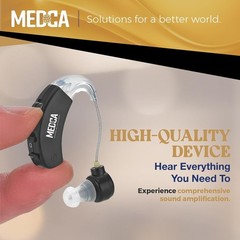 Black BTE Sound Amplifier for Enhanced Hearing – Easy Controls, Stylish Design