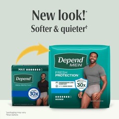 Depend Fresh Protection Incontinence Underwear for Men, Adult Diapers, XXL, 44 C