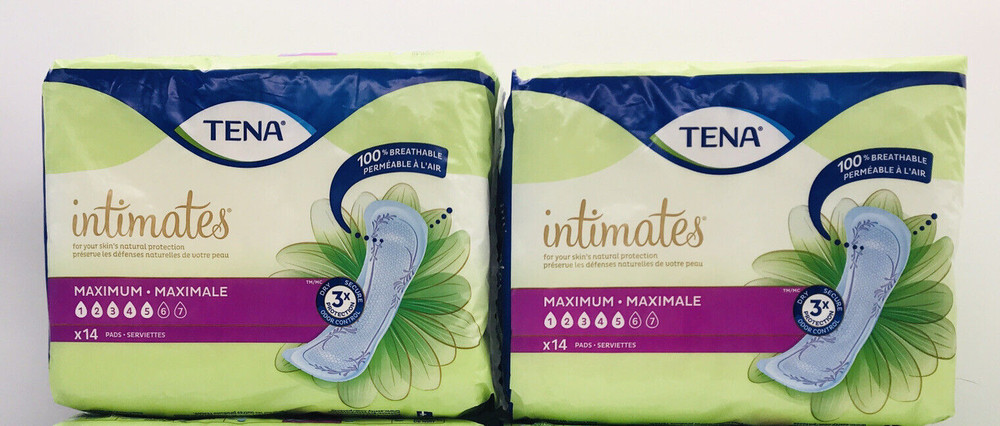2 – Tena #5 Intimates Moderate 3x Protection Incontinence Pads 14 Count 28 Total