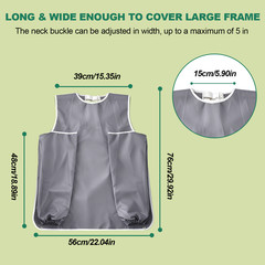 Unisex Adult Bibs with Sleeves, Reusable Clothing Protector with Crumb Catcher