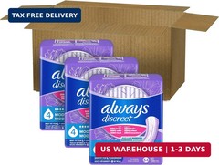 Always Discreet Adult Incontinence Pads for Women, Drier, 4 Drop Long Length, Mo