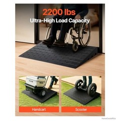 Rubber Threshold Ramp 4 Inch Rise 41.8 Inch Long 2200 Lbs Load Capacity Non