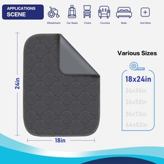 4 PCS 18×24 Inch Kids Pee Pads Washable Waterproof Bedwetting Incontinence