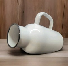 Vintage Porcelain Enamel Ware White & Black Hospital Urinal US Enameled Ware