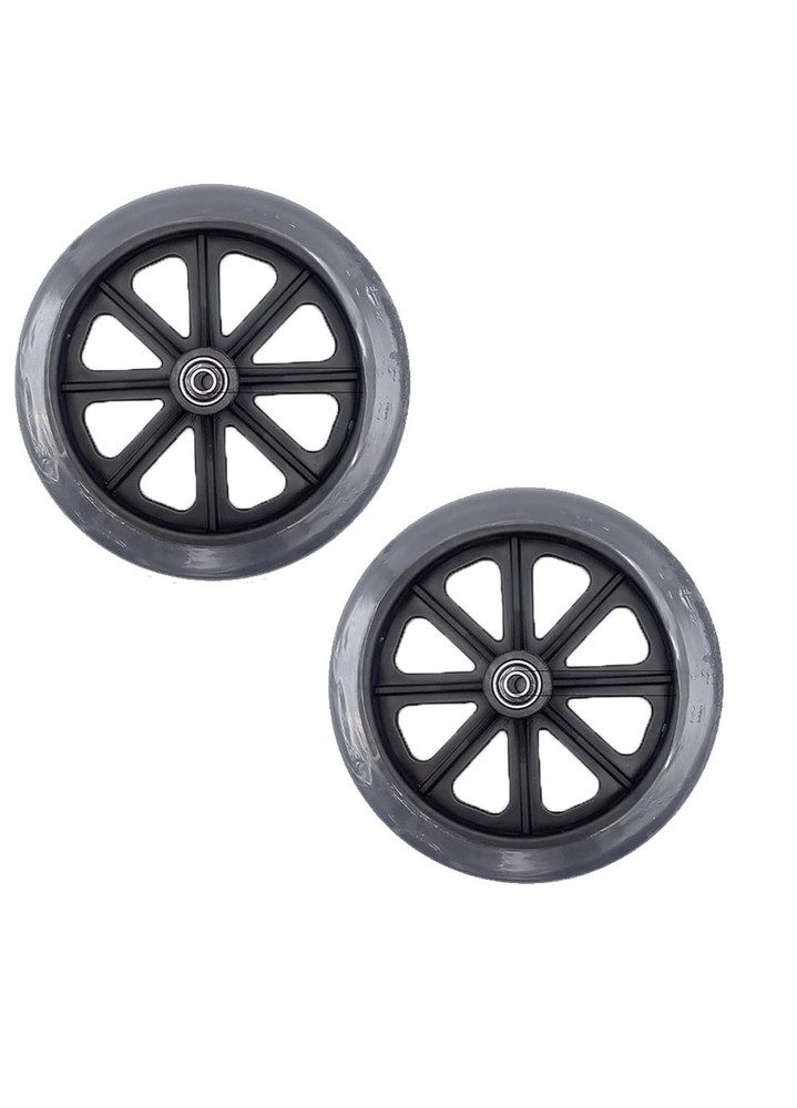 8″ x 1″ Wheelchair Caster Wheel Pair – Durable Solid Rubber & Non-Marking. Front