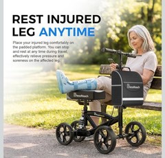 BlessReach WB-2202 Knee Scooter Walker 8” Wheels Dual Brake Foldable 300lb Black