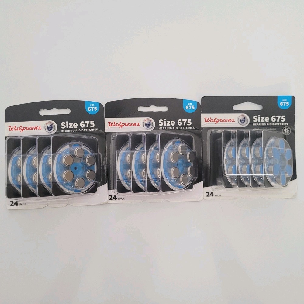Walgreens LOT OF 3 Size 675 Hearing Aid Batteries 24 Count Zinc 1.45V Exp 02/28