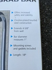 Pair of DMI 18 inches knurled Bath Grab Bar Chrome