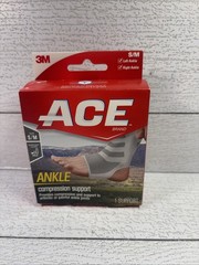ACE Compression Ankle Support, Gray, S/M – 1 Unit