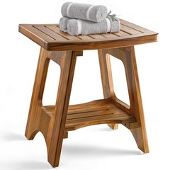 18″ Teak Shower Bench for Inside Shower – 450LBS Capacity Wooden Shower Stool…