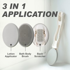 DOWMI Lotion Applicator for Back – 3in1 Foldable, 1 Count (Pack of 1), White