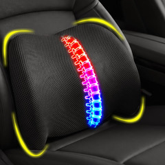Memory Foam Lumbar Support Pillow for Car and Office Chairs, Adjustable Straps