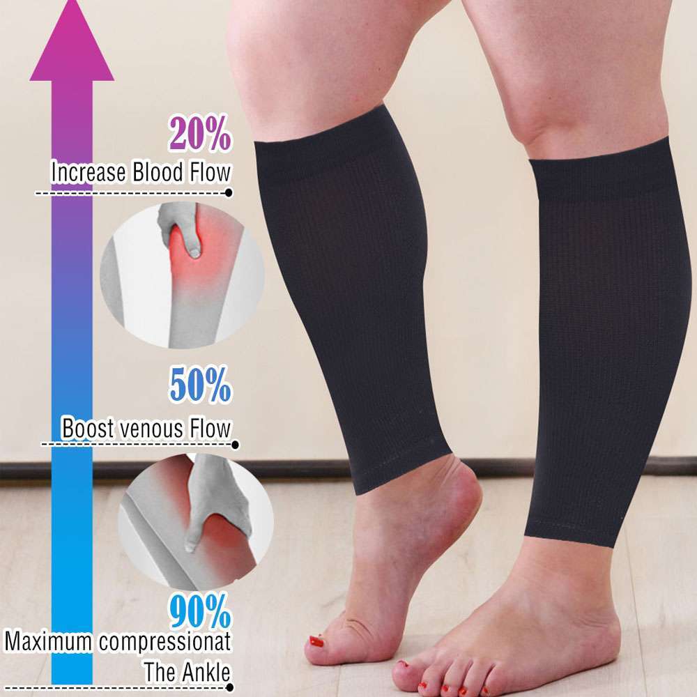 Wide Calf Compression Socks 20-30mmHg Medical Socks 2XL-4XL Plus Size Men Women