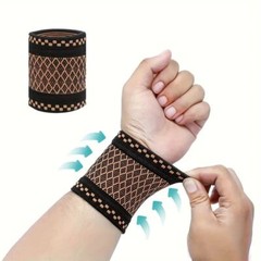 4 PCS Copper Sports Wrist Band Brace Wrap Adjustable Support Strap Carpal Tunnel