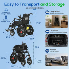 OPEN Foldable Heavy-Duty Electric Mobility Wheelchair, Dual Motor, Quick Fold