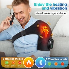 Wireless portable shoulder heating massage pad, black