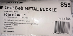 MCKESSON Gait Belt Metal Buckle Standard White 60 in x 2 in #855