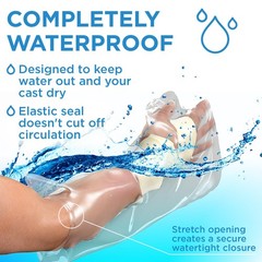 100% Waterproof Cast Covers for Shower Arm – Tight 3 Count (Pack of 1), Clear