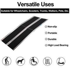 VILOBOS 10ft Aluminum Wheelchair Access Ramp Non-Skid Portable Threshold Scooter
