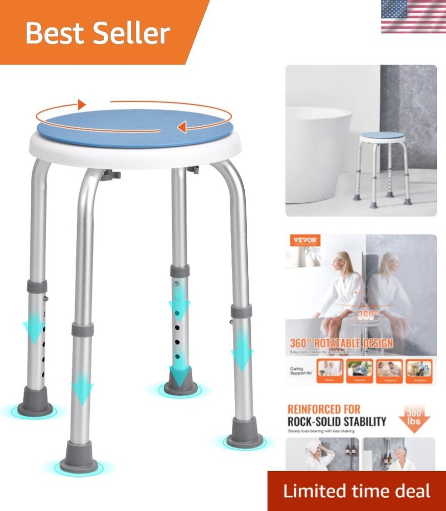 Shower Chair for Inside Shower, 360 Degree Swivel Shower Seat, Adjustable Hei…