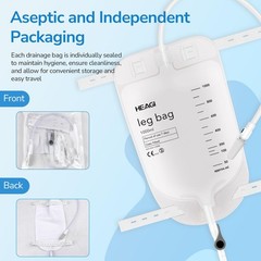 3 Pack Catheter Bags, 1000mL/33.8oz, Easy-Tap Leg Bag Urinary 3 Pack, 1000ml