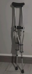 Adjustable Aluminum Standard Crutches Adult 47-67in Silver Black Handgrip