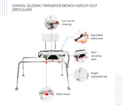 Adjustable Sliding Shower Chair & Transfer Bench for Elderly & Disabled