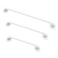 Grab Bar Bundle for ADA Compliance Stainless Steel 1.5″ Diameter 3-Piece White
