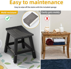 Poly Lumber Shower Bench, Shower Stool, Water Resistant & Non Slip Design Shower