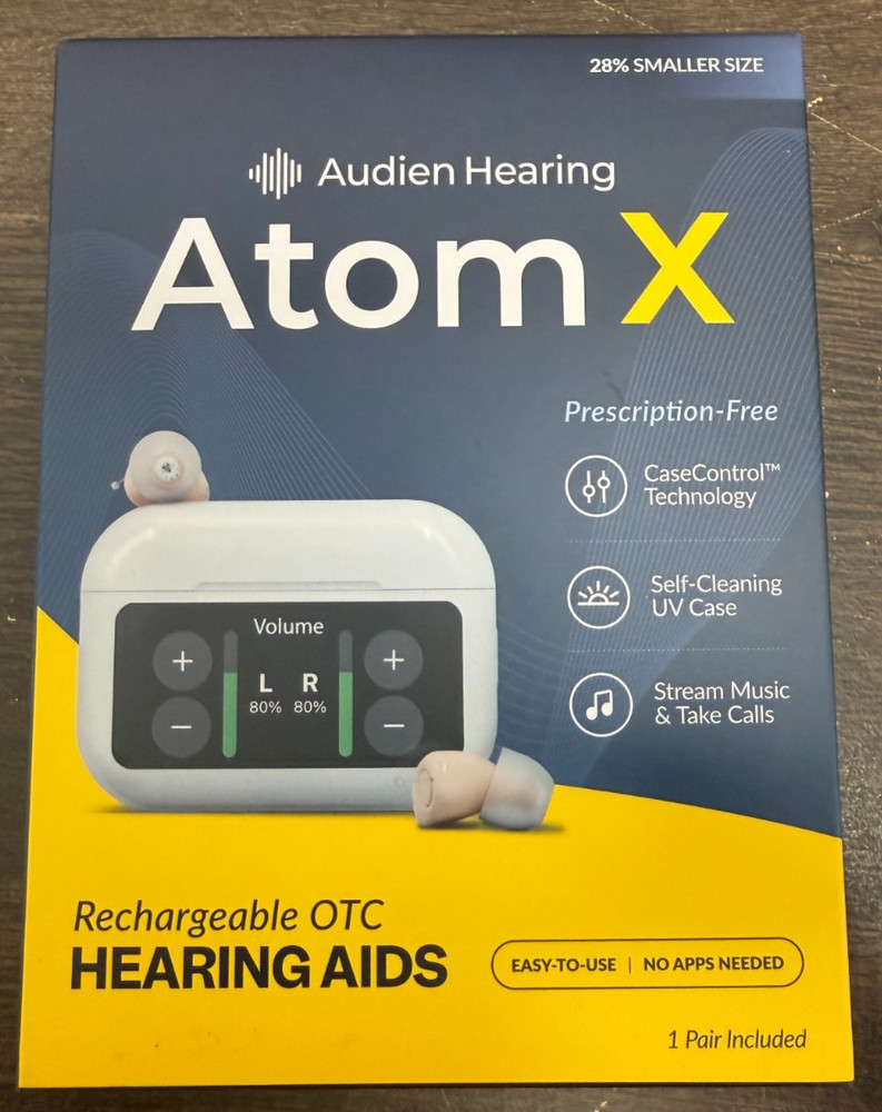 Audien Hearing Atom X Rechargeable OTC Hearing Aids… FREE S&H!