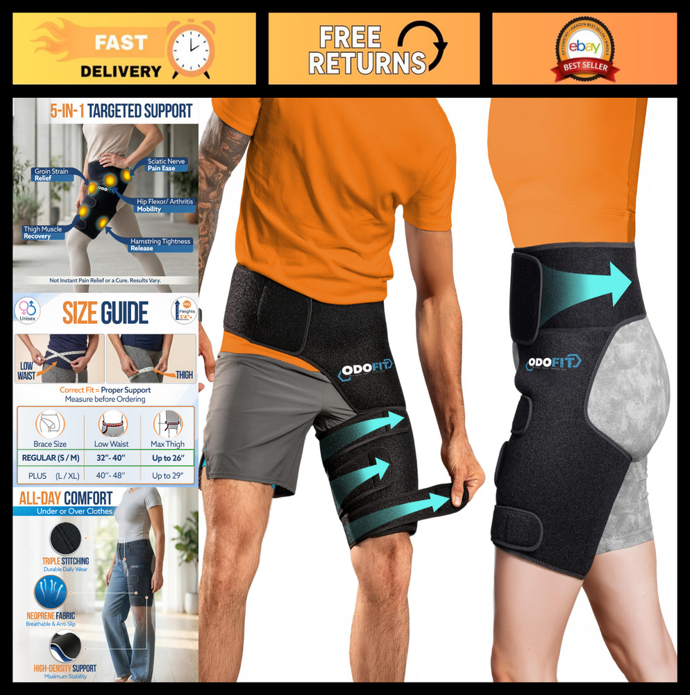 5-in-1 Adjustable Hip Brace for Sciatica Pain Relief, Compression Wrap for Thigh