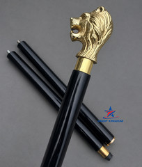 Solid Brass Lion Head Handle Antique Wooden Walking Stick Cane Designer Handmade