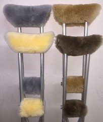 Real Merino Sheepskin UNDER ARM Crutch Pad Covers + Crutches HAND GRIP Pads USA