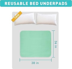 Washable Underpads 36″ x 38″ 4 Pack – Heavy Absorbency Reusable Bedwetting In…