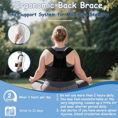 Plus Size Posture Corrector for Women & Men, Adjustable Back XXX-Large, Black