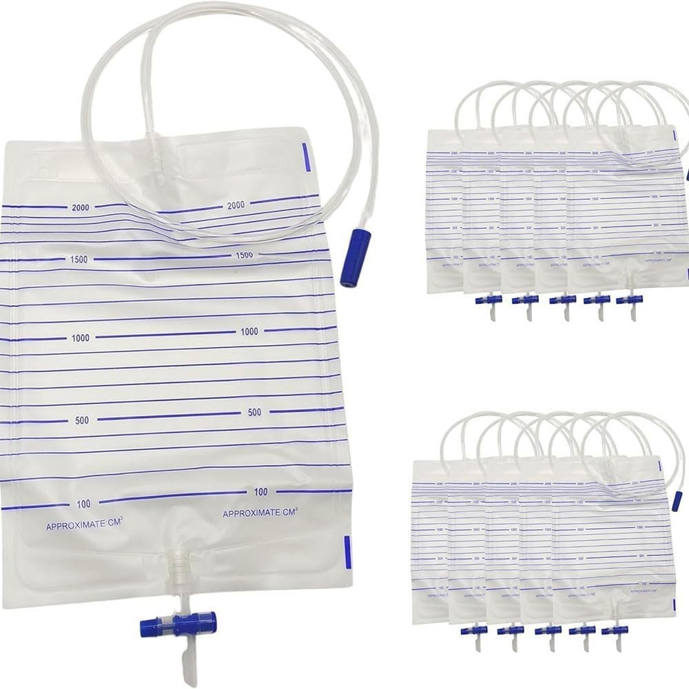 10 Pack 2000ML Urinary Drainage Bags Anti-Reflux Valve Easy Drain Medical Aid