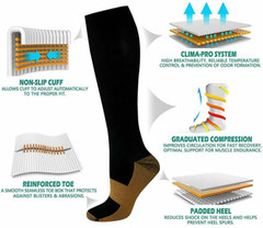 (4 Pairs) Socks Miracle Support Compression Calf Men’s Women’s 20-30mmHg Copper