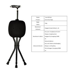 Hold 440 lbs Cane with Seat Combo Aluminum Alloy Portable LED Folding Walking…