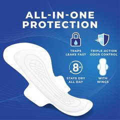 All-in-One Ultra Thin Overnight Pads for Women – 120 Count Pack, Leak Protection