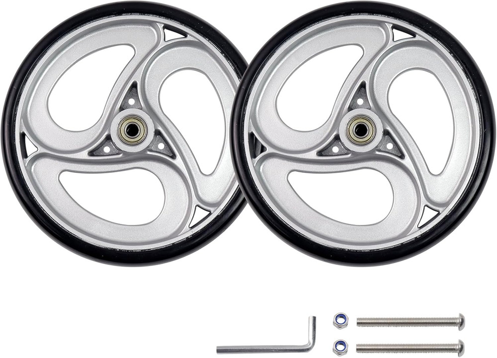 2 Pcs Wheels Replacement for Wheelchairs Solid 8 Inch Walker Wheels Replacement