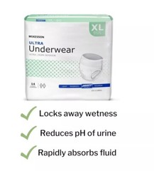 McKesson Ultra Underwear, Incontinence, Heavy Absorbency, XL, 56 CT