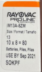 Rayovac Proline Advanced Hearing Aid Batteries | Size 13A (80 pack)