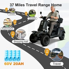 Heavy Duty 4-Wheel Mobility Scooter for Senior&Adult 1000W 15MPH 500LBS Capacity
