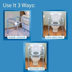 Portable Folding Bedside Commode & Raised Toilet Seat, Up to 300lbs, Commodes
