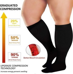 3 Pairs Plus Size Compression Socks for Women and Men Wide Calf 20-30mmhg Ext…
