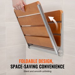 Folding Teak Shower Seat 20.9“ x 16“ Wall Mounted Shower Bench 500 lbs