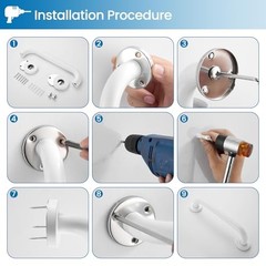 Shower Grab Bars – Anti-Slip Stainless Steel – 2 Pack – 12″ Matte White – 2 Pack