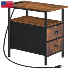 Hoobro End Table Charging Station Narrow Side Table Nightstand 2 Non-Woven