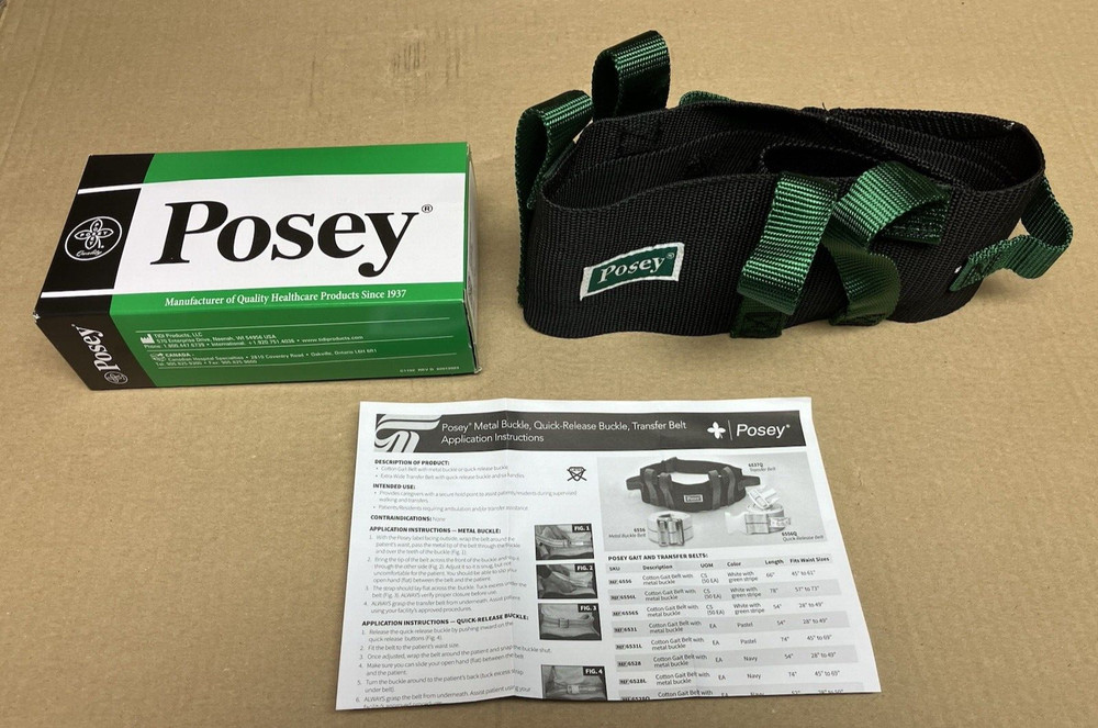 NEW ! Posey Transfer Belt Quick Release Buckle 55″ Green & Black Item # 6537Q