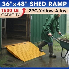 36″ x 48″ Riding Mower Shed Ramps Anti-Slip Punch Plate Ramp 2PCS Yellow 1500LB